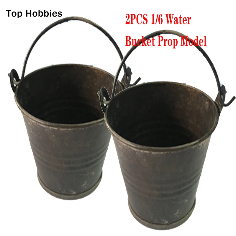 

2PCS 1/6 Scale Action Figure Accessories Prop Model Metal Old Style Mini Water Buckets For 12Inch German Military soldier Toy