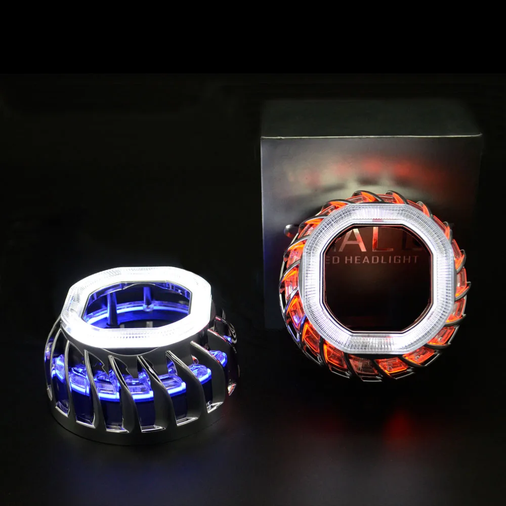 2 шт. линзы проектора Bi Xenon светодиодный кожух квадратное колесо огненная
