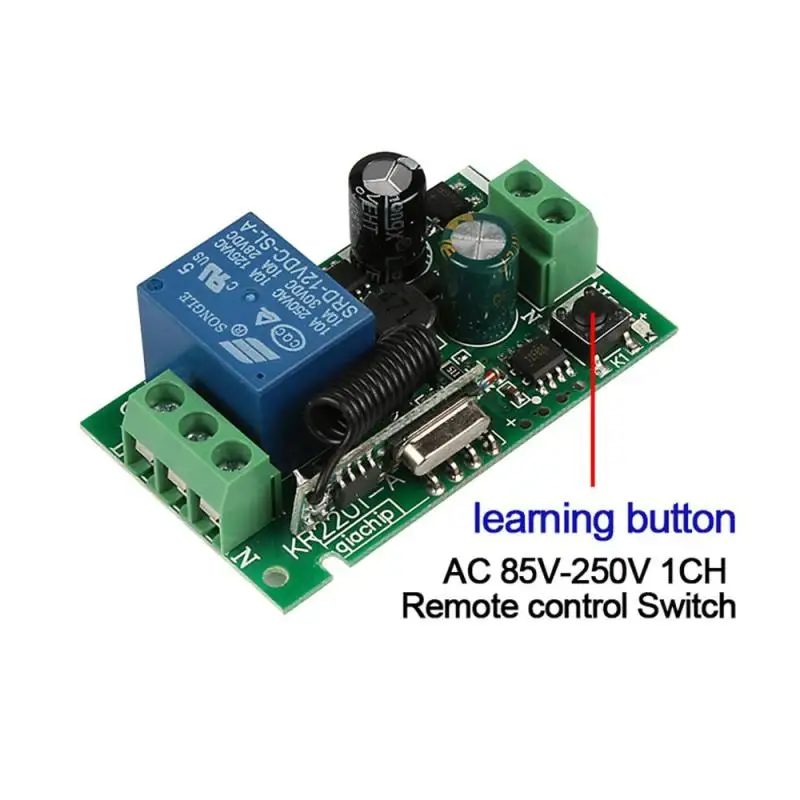 AC 110V 220V 1CH RF 433 Mhz Wireless Remote Control Switch Learning Code 1 Relay Lamp Light Controller 433.92Mhz superheterodyne |