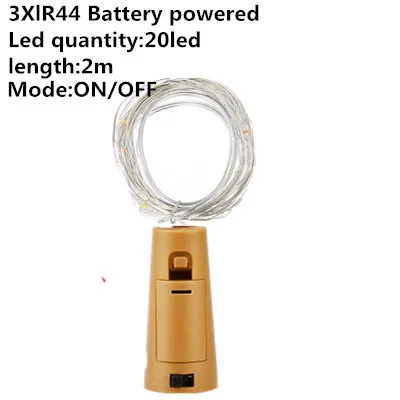 Wine bottle light 2m Светодиодный светильник-гирлянда s ball 10 м, 5 м, 2 м, серебряная гирлянда, украшение для дома, Рождества, свадьбы, вечеринки, питание от аккумулятора, сказочный светильник - Испускаемый цвет: Wine bottle light 2m