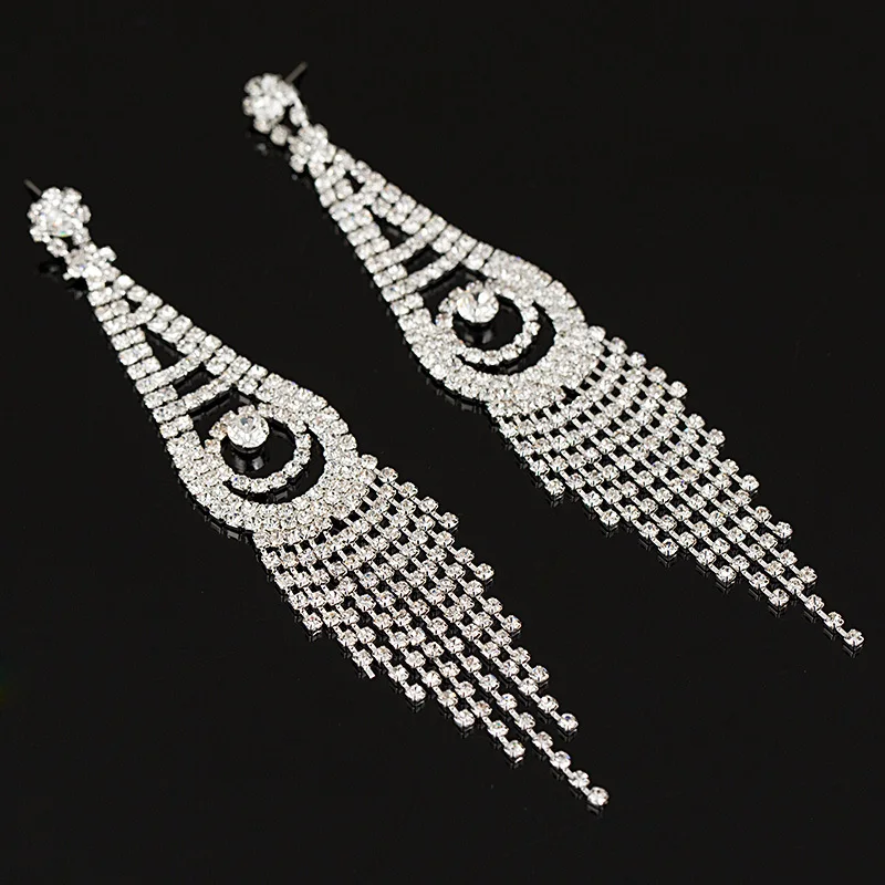 YFJEWE модные новые посеребренные кристаллические длинные висячие серьги для