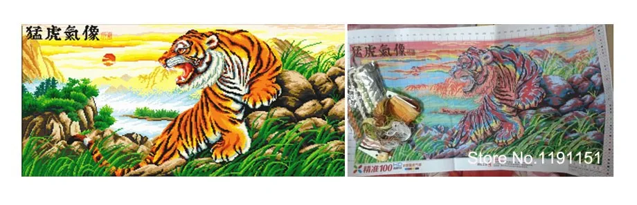 QIANZEHUI. Рукоделие, сделай сам, печать тигра, вышивка крестиком, Серия животных, наборы для вышивания крестиком, Настенный декор