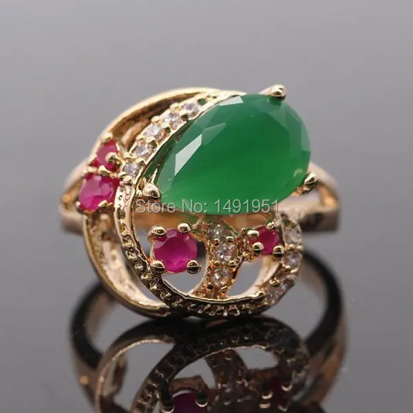 Модные ювелирные изделия Красный фианит & большой зеленый AAA CZ драгоценный камень