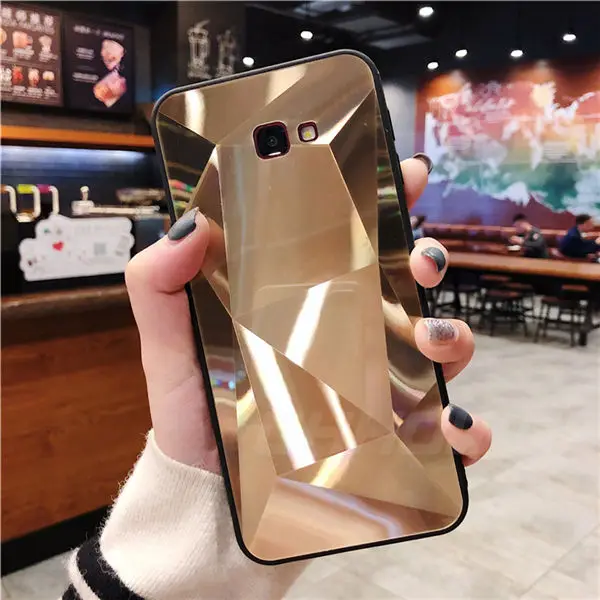 Gold 3D Блестящий Алмазный чехол с зеркальной поверхностью для телефона Samsung Galaxy J4 плюс J415 J6 плюс J8 J7 J5 J3 J2 J5 J7 Grand Prime крышка - Цвет: Gold