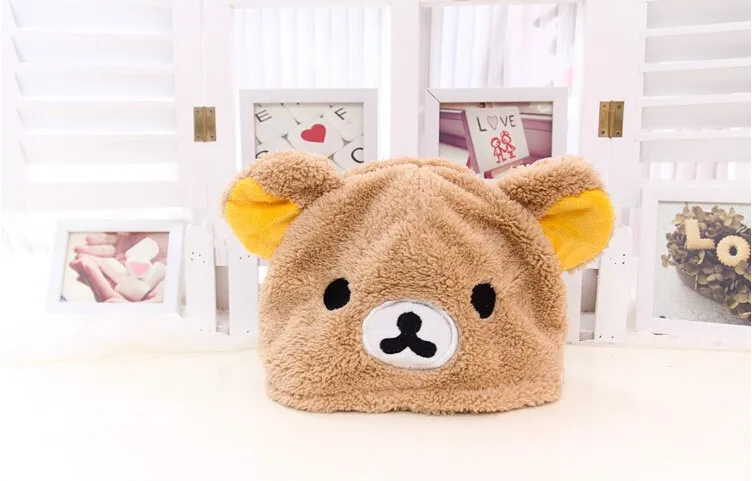 Зимняя мягкая мультяшная Медведь Rilakkuma панда плюшевая шапка женская Ушная шапка модный Рождественский подарок