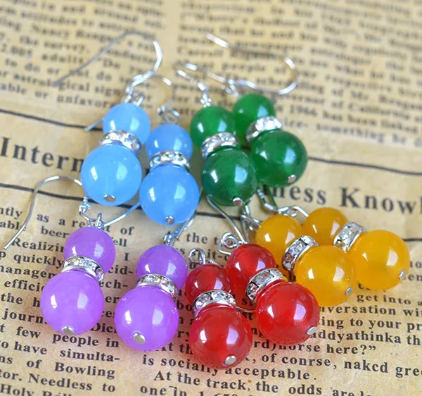 Красный и синий халцедон серьги для женщин ручной работы тыквы многоцветный DIY