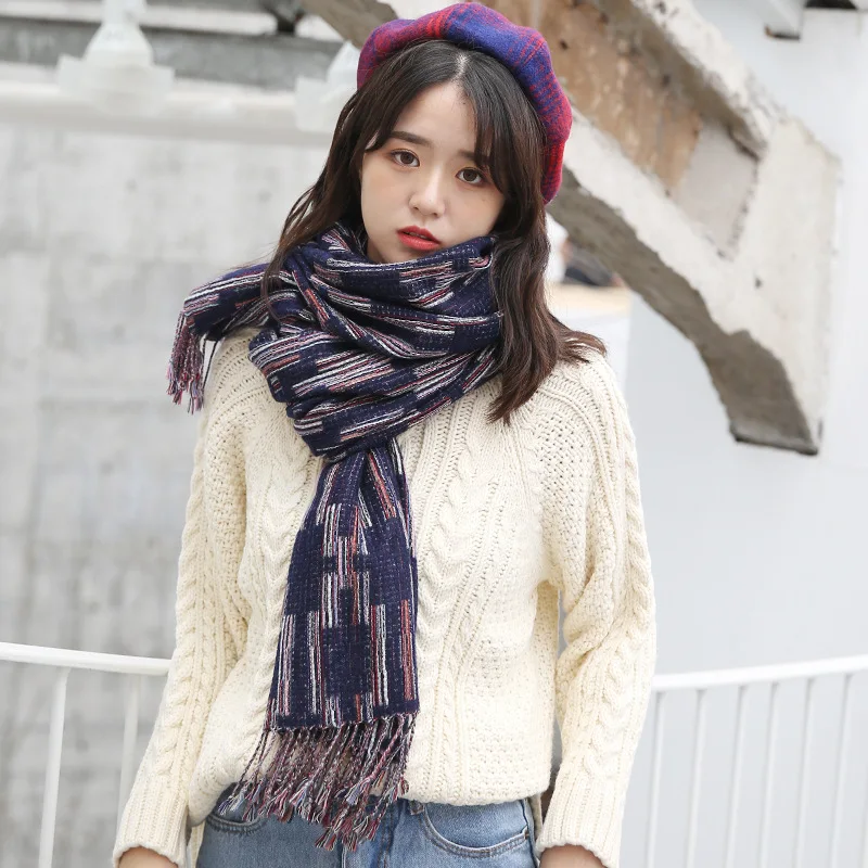 2018 New Autumn Winter Fashion Geometric Tassel Scarf Women's Warm Cashmere-like Long-style Jacquard Pashmina Scarves WJ2006 |