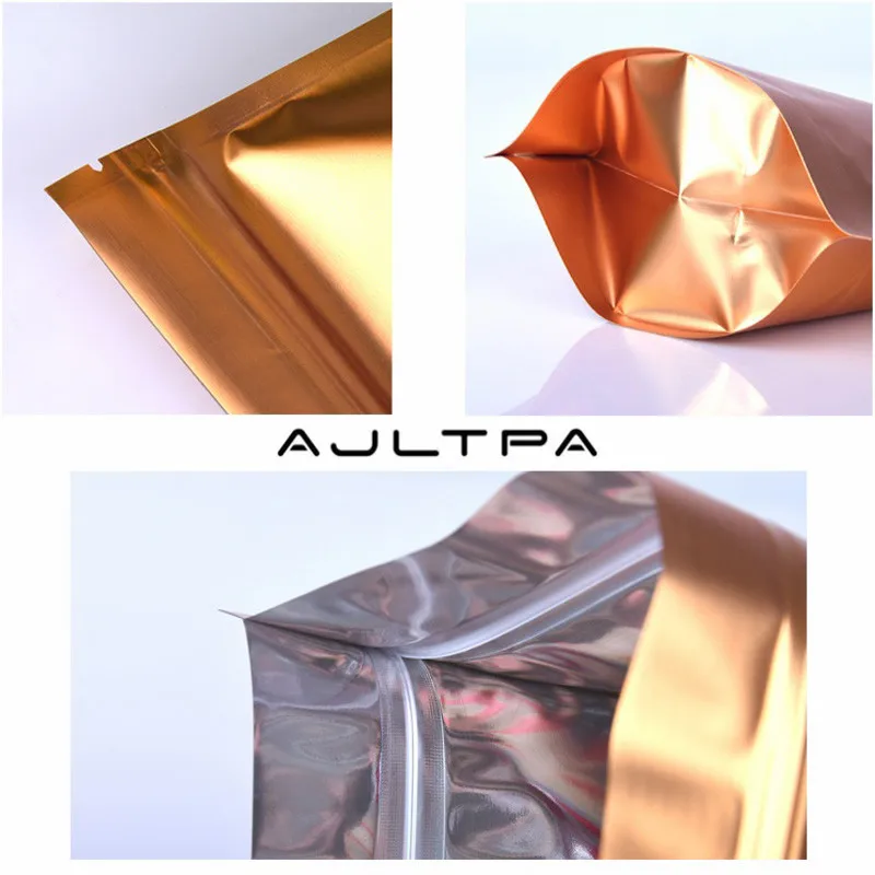 

2000pcs Gold Stand Up Aluminum Foil Packaging Bags Self Seal Food Storage Doypack Reclosable Zipper Party Pouches