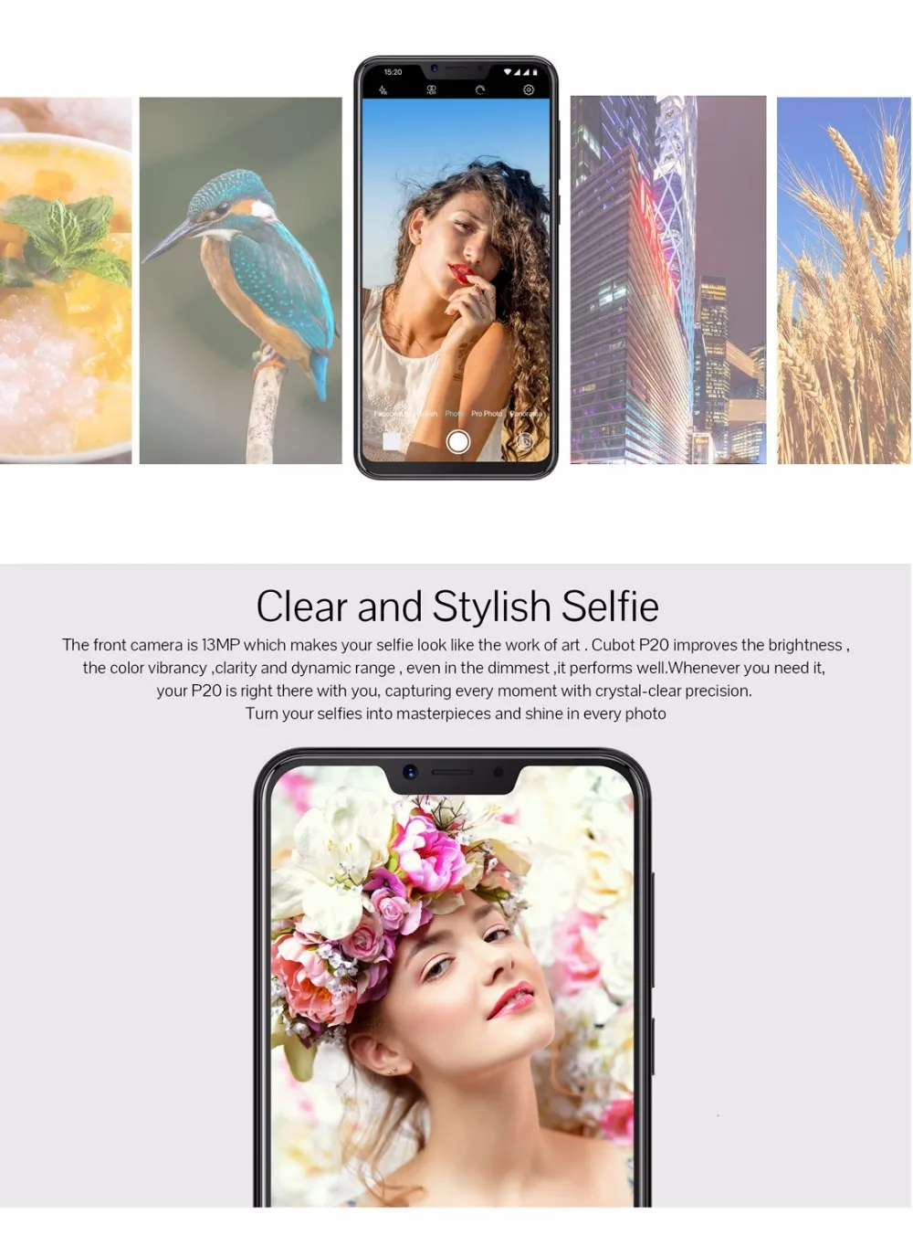 Cubot P20 6 18 'ཏ:9 Notch Экран 4 ГБ 64 MT6750T 8 ядерный Смартфон Android 0 4000 мАч 2246*1080 20MP + 2.0MP г