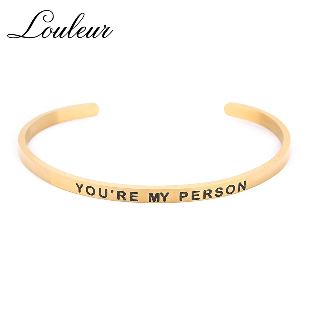 LOULEUR 4 мм ширина You're My Person браслет из нержавеющей стали с надписями снаружи