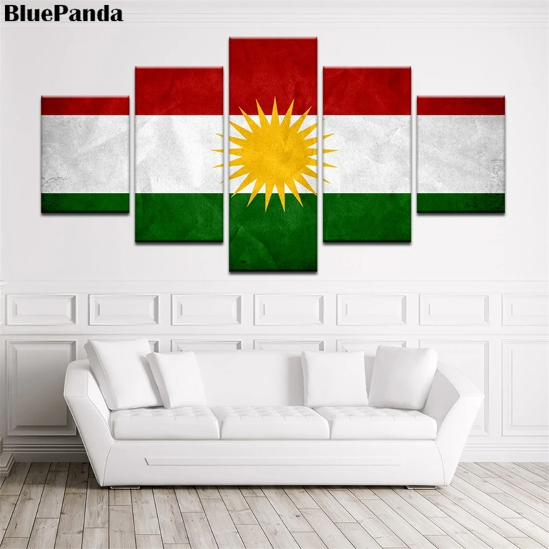 5 шт. флаг Kurdistan HD масляная Картина на холсте печать плакат настенное Искусство