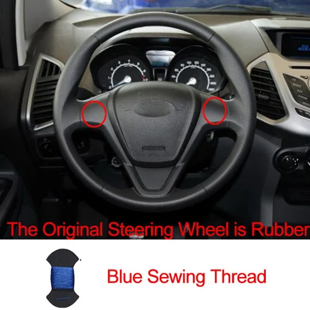 Rubber Blue Ручной швейный чехол рулевого колеса автомобиля для Ford Fiesta 2008- Ecosport- Оплетка на руль - Название цвета: Rubber Blue