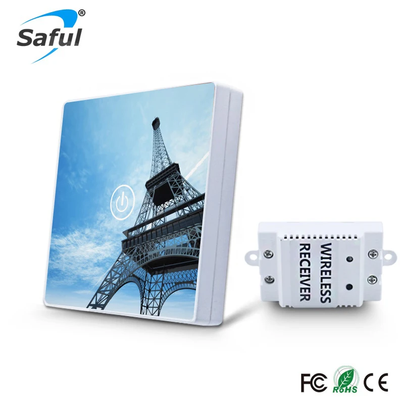 Saful 1 Gang Way Led сенсорный выключатель 110 240VAC роскошное закаленное стекло настенная