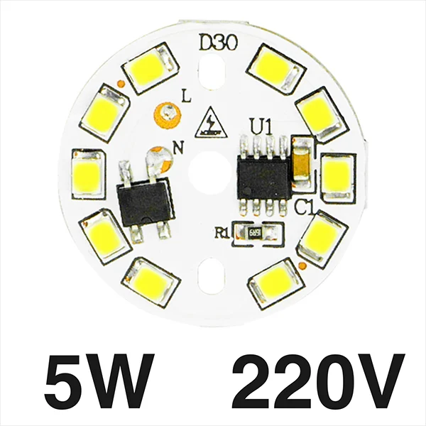 5W 220V Умный IC светодиодный SMD чип 3 Вт 5 Вт 7 Вт 9 Вт 12 Вт 15 Вт SMD2835 светодиодный светильник AC220V холодный белый теплый белый DIY светодиодный прожектор - Испускаемый цвет: 5W 220V