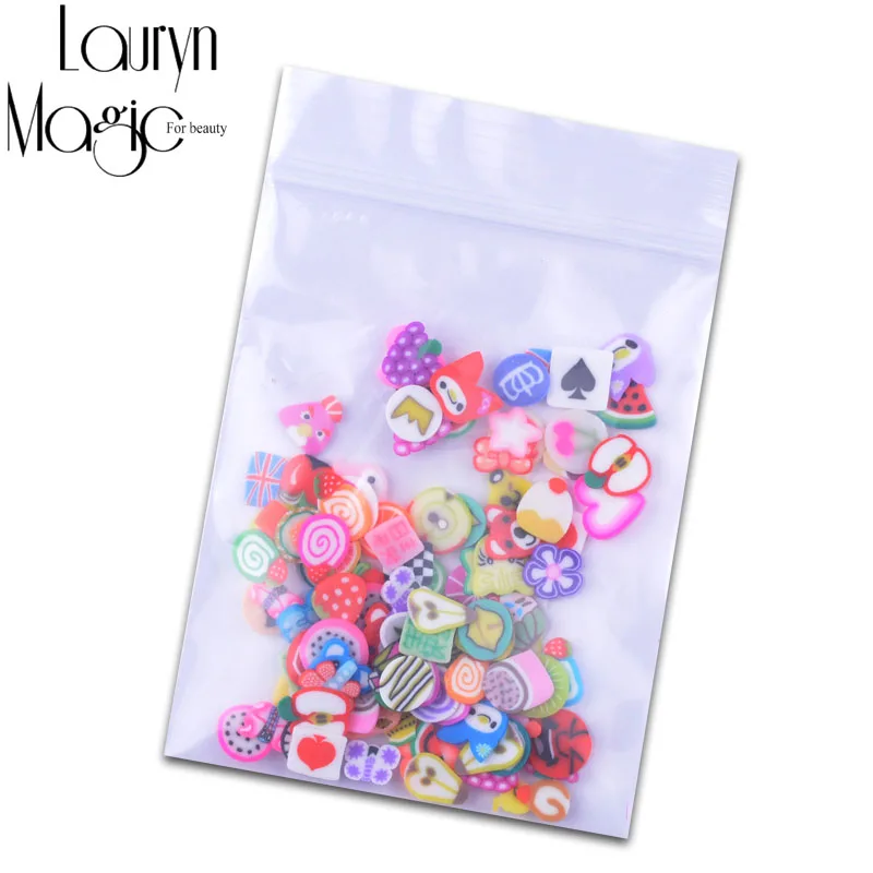 Новый 100 шт./упак. нейл-арта 3D Фрукты Fimo игровое тесто ломтиков из полимерной глины