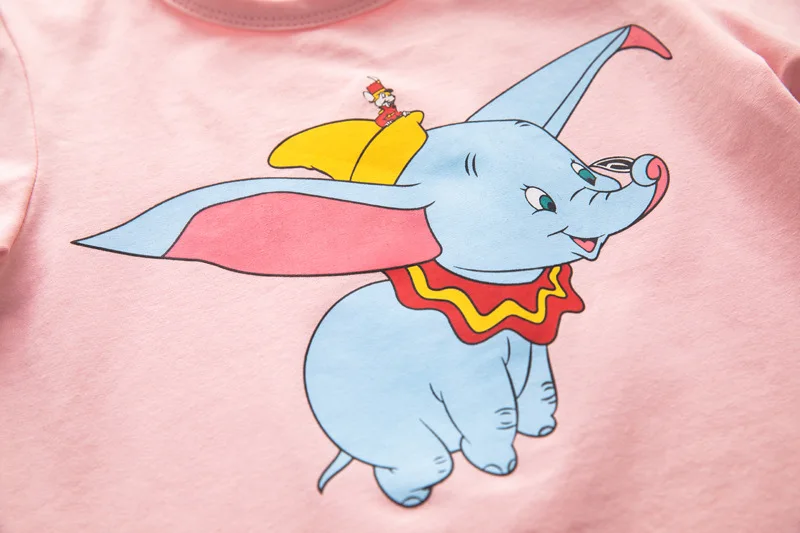 Детские летние футболки Дамбо для девочек семейная Одинаковая одежда мамы и меня