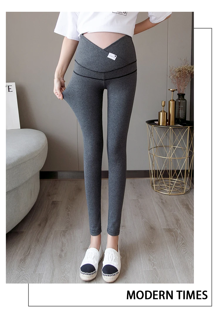 1911# Autumn Winter Skinny Maternity Legging Across V Low Waist Belly Legging for Pregnant Women Cotton Pregnancy Pencil Pants