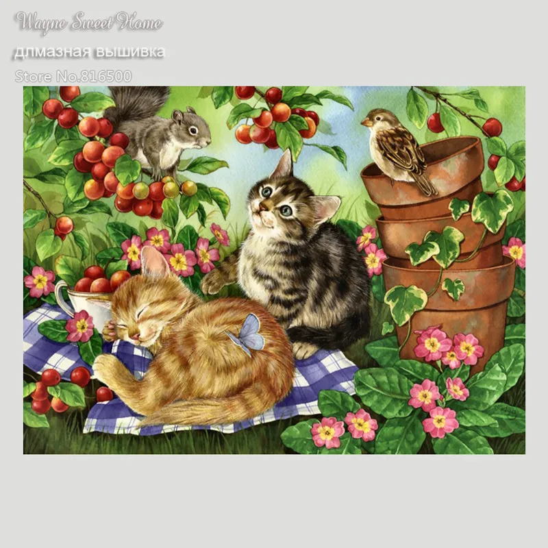 

5D Diamond Mosaic Handmade Cat Cross Stitch Crystal Square Diamond Painting Sets Unfinished Decorative Full Diamond Embroidery