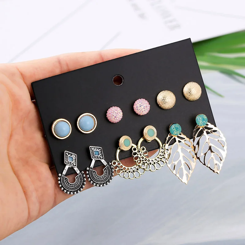 Женский Комплект сережек в этническом стиле 6 пар/компл. серьги-гвоздики форме