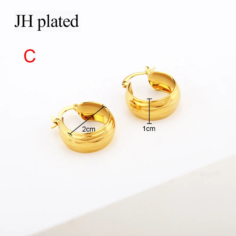 C JHplated Арабская Мода 24K серьги-кольца для женщин/девушек золотого цвета ювелирные изделия Ближний Восток Африка Эфиопский лучшие подарки Вечерние - Окраска металла: C