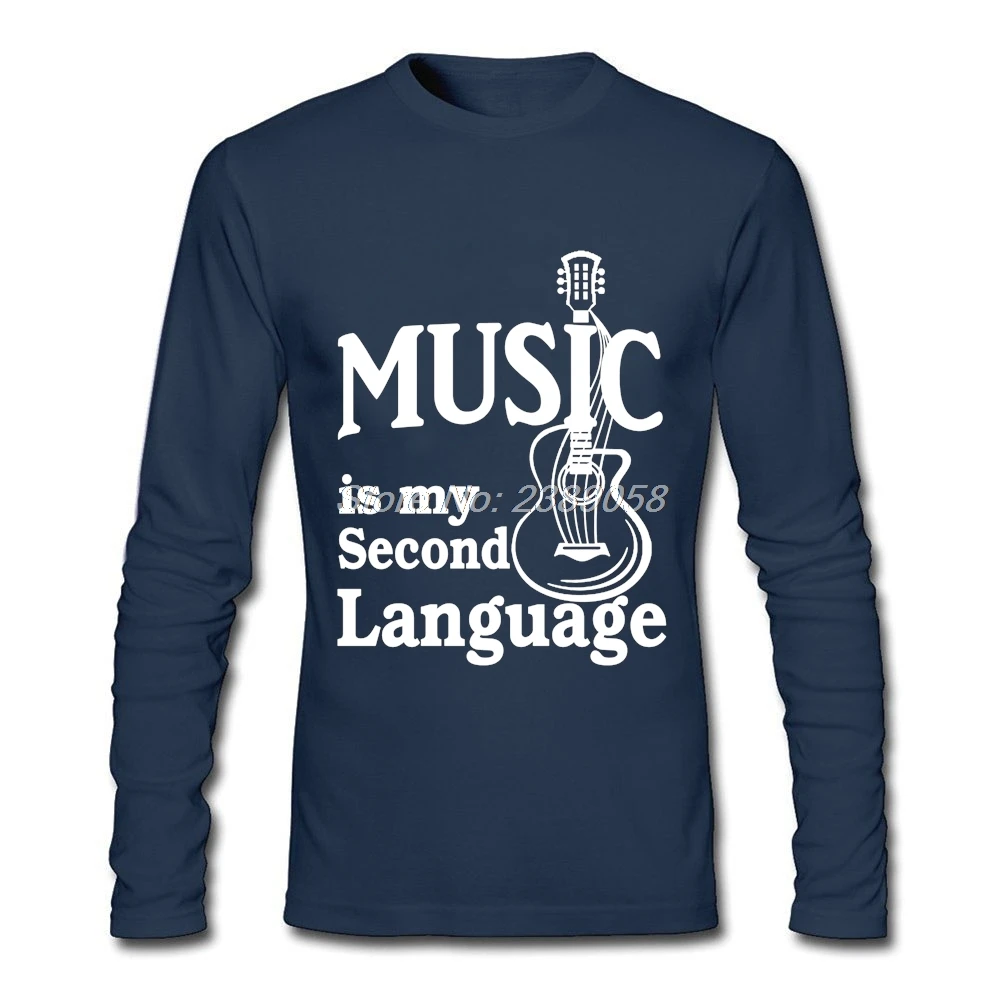 Хип-хоп мужские футболки гитара Музыка мой второй язык уникальный длинный рукав