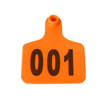 orange 100 шт. коровья бирка для ушей знаки со словами бирки для ушей набор медных головок серьги фермы животных идентификационная карта - Цвет: orange
