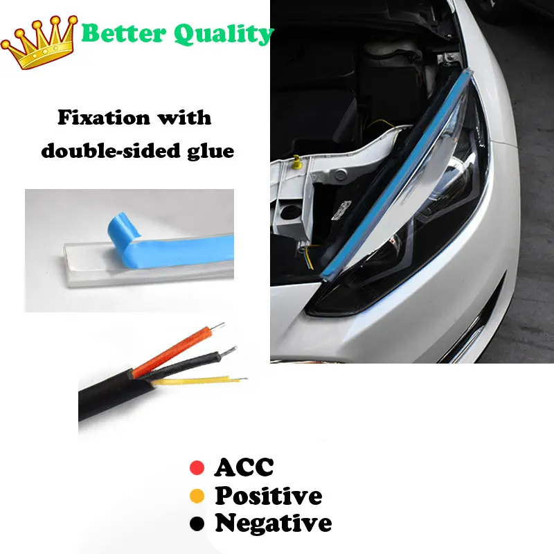 

2PCS led DRL Car Daytime Running Lights Turn Signal Guide Strip Headlight Assembly angel eye Accessories 12V Waterproof
