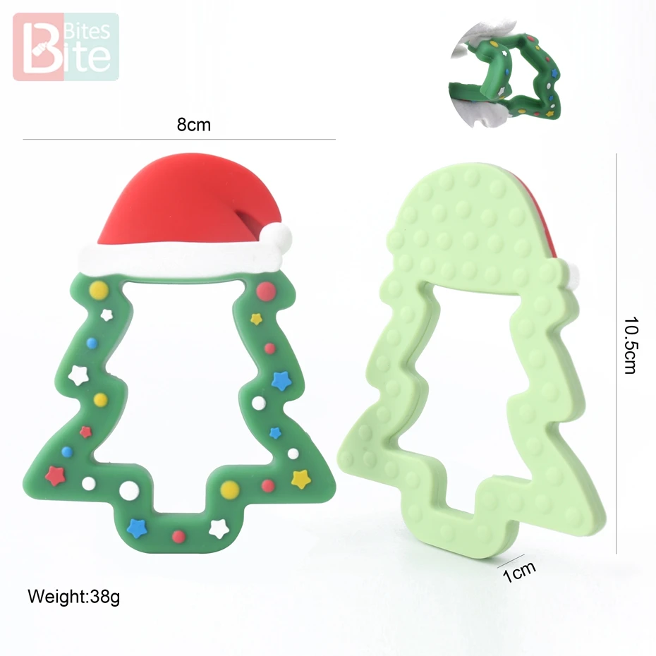 Bite Bites 1pc Silicone Teether Christmas Gifts Tree Snowflake Pacifier Chain Making Food Grade Silicone Sika Deer Baby Teether