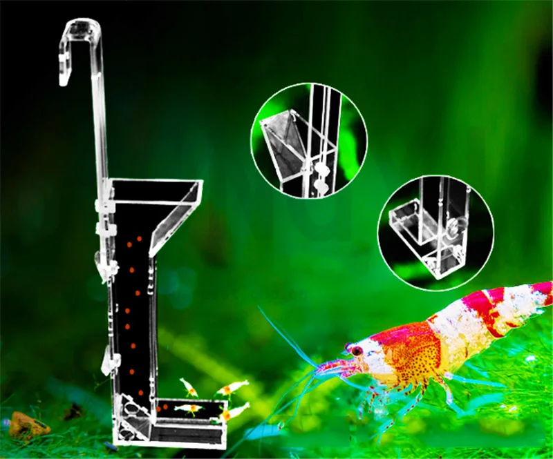 

1 piece acrylic crystal shrimp feeder feed shrimp tube feeding holes pots integrated design aquarium supplies S/M/L