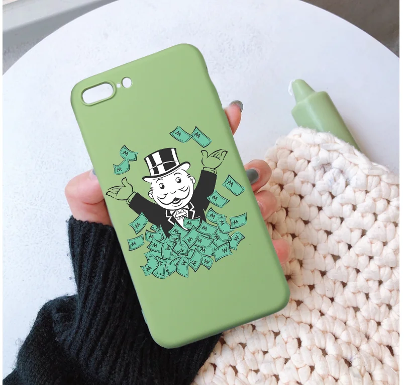 Воин Монополия доллар Mr Mobbin карамельный цвет чехол для телефона TPU iPhone 7 8 XS XR XSMAX