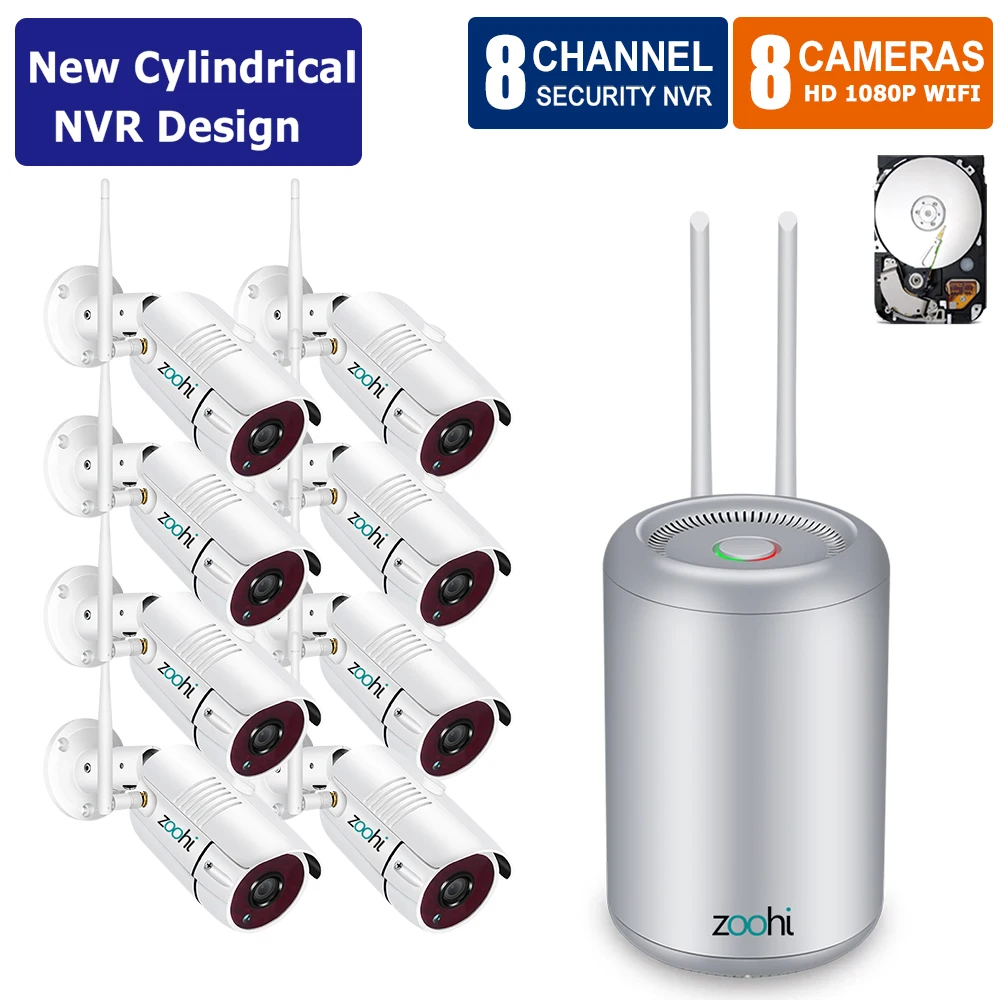 Zoohi 4CH 1080 P видеокамера с Wi Fi Системы открытый Водонепроницаемый Ночное видение