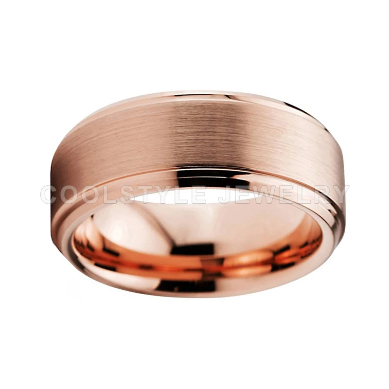 8 мм розовое золото вольфрамовое кольцо для мужчин и женщин обручальное кольцо со ступенчатой скошенной щеткой комфортная посадка