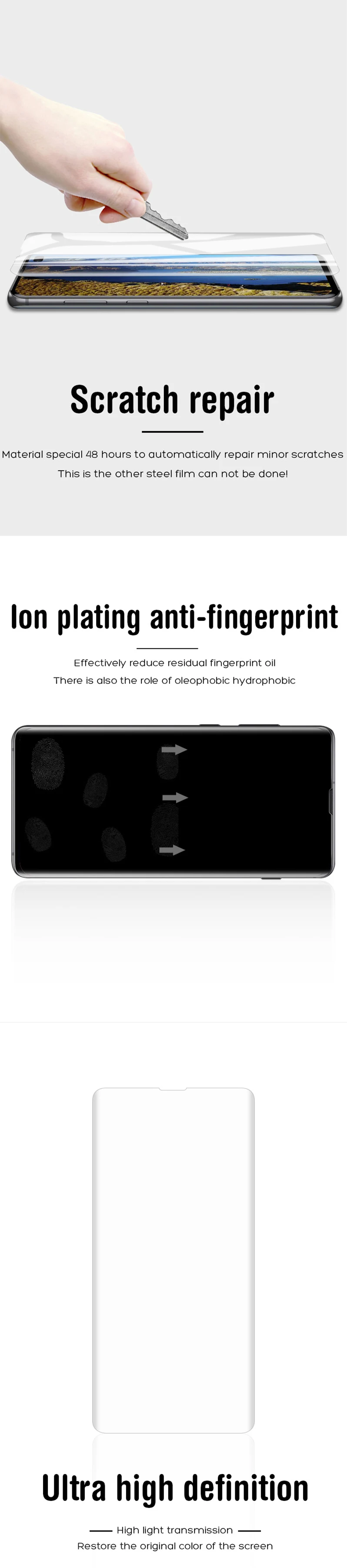 2 шт. для задней панели+ спереди 0,15 мм Защитная пленка для samsung S10e Экран протектор тонкий полный охват с обмоткой эластичной пленкой для samsung Galaxy S10Plus