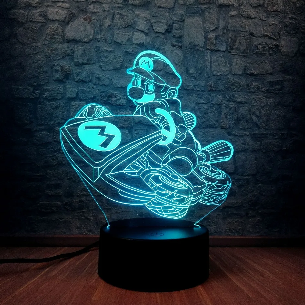 Мультяшная игровая фигурка Супер Марио 3D светодиодный детский ночник детская прикроватная настольная лампа декор комнаты детские игрушки на день рождения Рождественский подарок