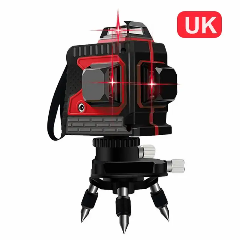 UK Red 3D 12 линий зеленый лазерный уровень самонивелирующийся 360 горизонтальный и вертикальный крест супер мощный зеленый лазерный луч линия#40 - Цвет: UK Red