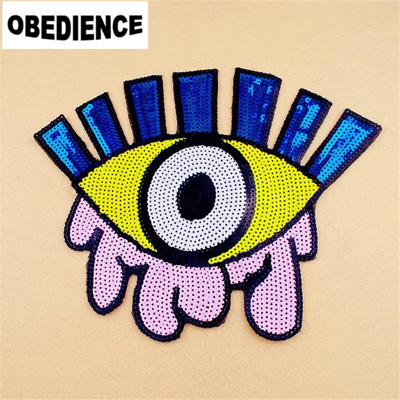 Послушание 1 шт. большой размер милый узор глаз блестки вышивка заплатка образец