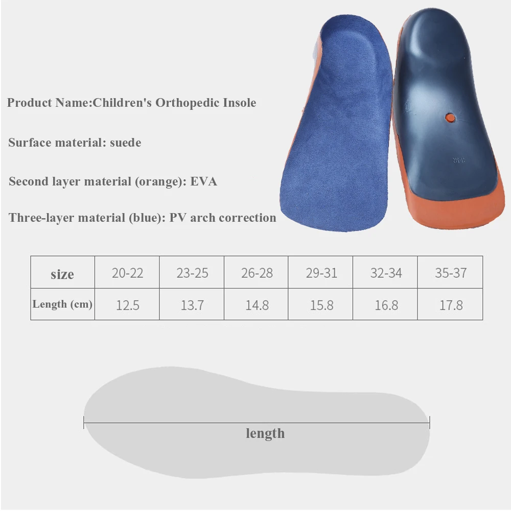 EID Orthotic Insoles for Kids Flat Feet Arch Support Children Insole Child Orthopedic Correction Shoes Pads Foot Health Care