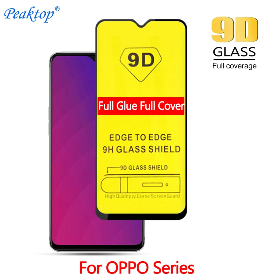2 шт. 9D полное покрытие из закаленного стекла для OPPO F11 F9 Pro A3s Realme 3 U1 C1 2019 клеевое