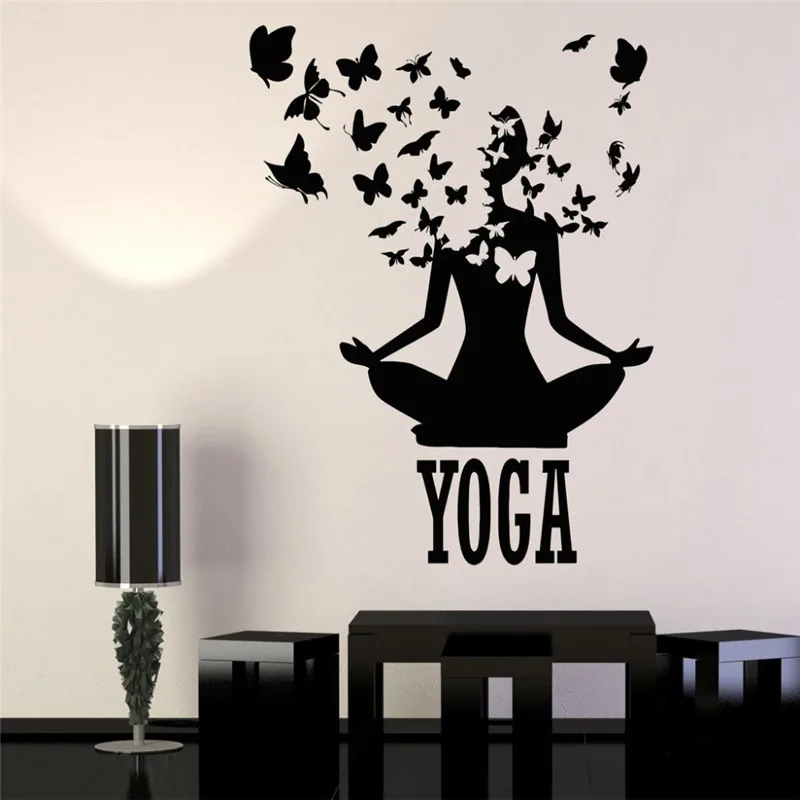 

Lotus Meditation Buddhism Vinyl Wall Stickers Decor Yoga Center Pose Sticker Removable Waterproof Design Wall Decal