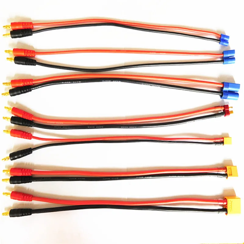 Зарядный кабель EC2/EC3/EC5/XT30/XT60/XT90/Deans с 4 мм разъемами типа банан силиконовый провод