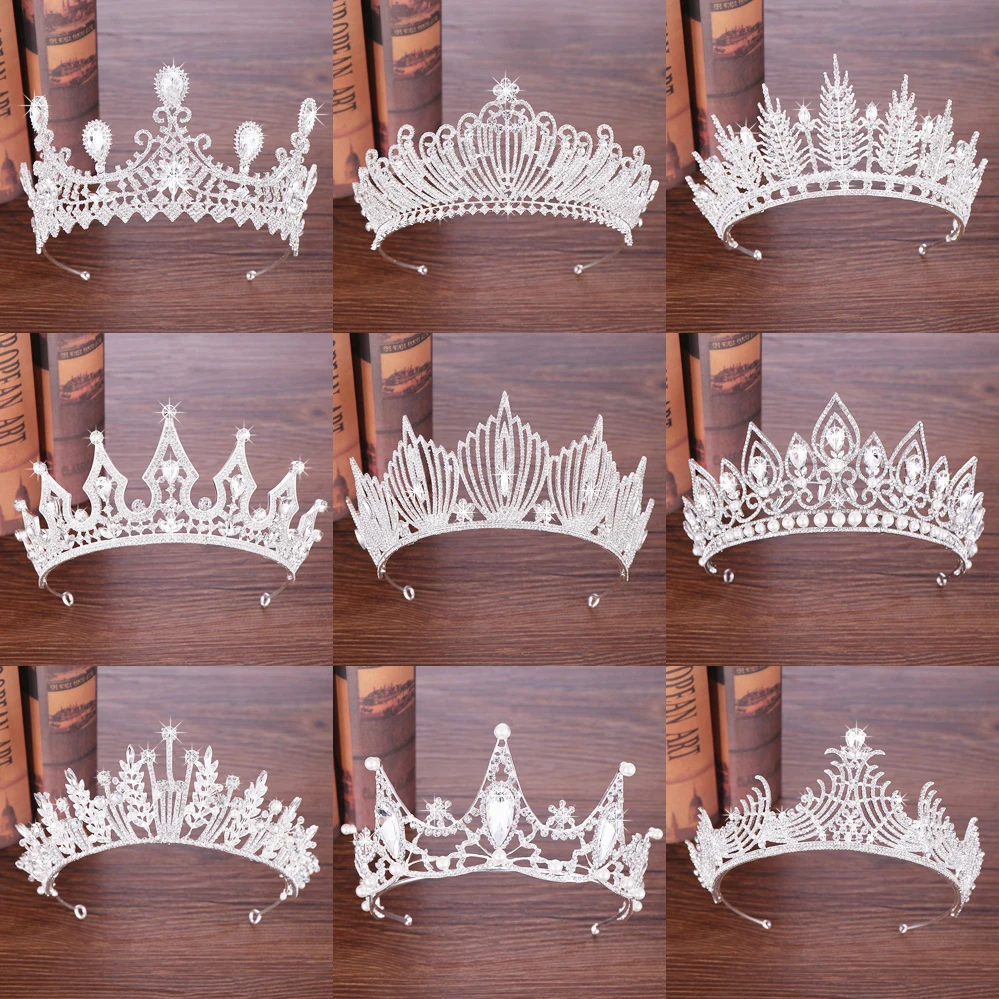 

Crystal Crown Tiara Wedding Hair Accessories Crystal Tiara Bridal Crown Silver Color Headpiece Luxurious Pearl Tiara Diadem