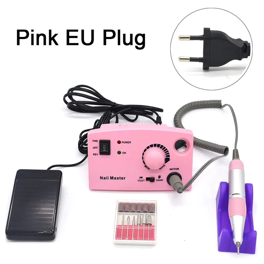 Pink EU plug 30000 об/мин дрель для ногтей электрическая машинка маникюрные аксессуары для резки комплекты для педикюра маникюрные пилочки Инструменты для ногтей розовый 204 - Цвет: Pink EU plug