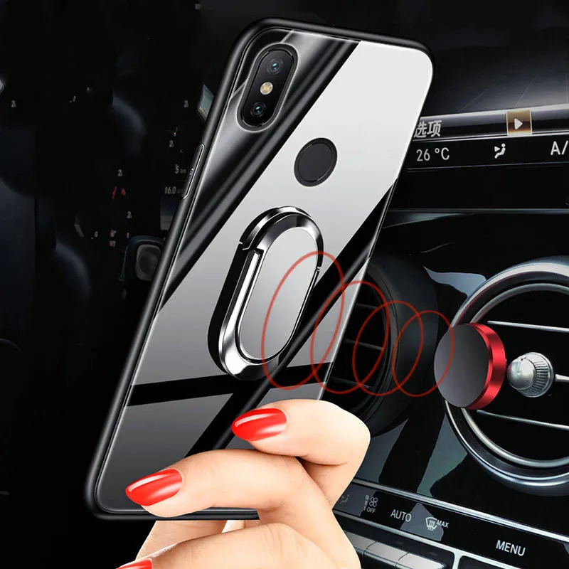 

For Xiaomi Redmi Note 7 Case Luxury magnet car holder Tempered Glass Protective Cover Case for xiaomi redmi note7 full shell