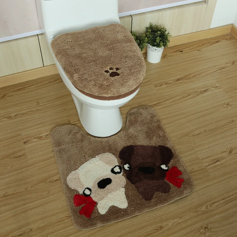 Online 3 Pz/set Di Inverno Ispessisce Scaldino Lavabile Toilet Set Da Bagno Zerbino Del Fumetto Tavolette Copriwater & Tappetini Bagno Wc Set Cuscino Del Sedile