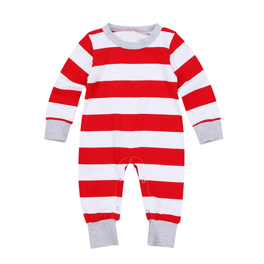 Rompers 3M Семейные рождественские пижамы в полоску для мамы и женщины, одинаковые пижамы для отдыха, длинные комбинезоны размера плюс, рождественские одинаковые Семейные пижамы - Цвет: Rompers 3M