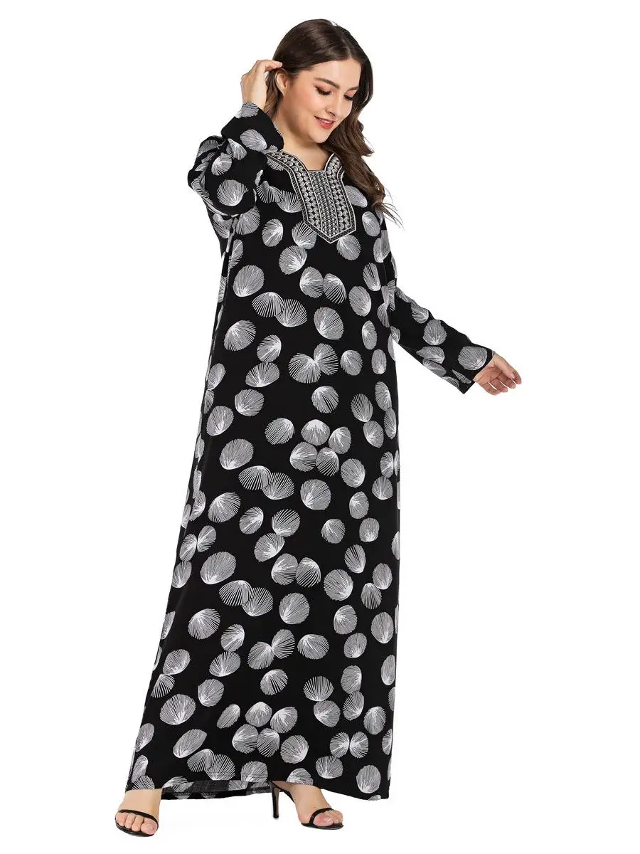 Мусульманское Платье макси с длинным рукавом исламское свободное abaya Дубай