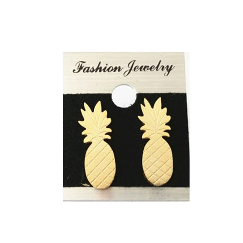 Модные серьги гвоздики в виде тропических фруктов с желтым ананасом для женщин и