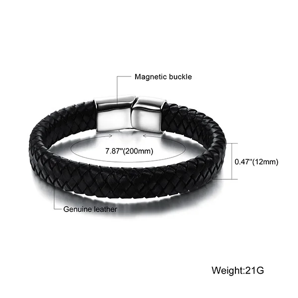Натуральная кожа простые браслет 200мм обертывание для мужчин классикий