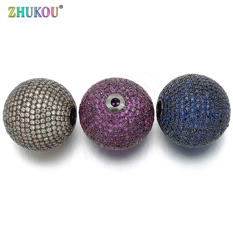 24*25mm New Fashion Brass Cubic Zirconia Oval Beads for DIY Jewelry Accessories Making, Gunmetal,Round shape Hole: 2.5mm, VZ183