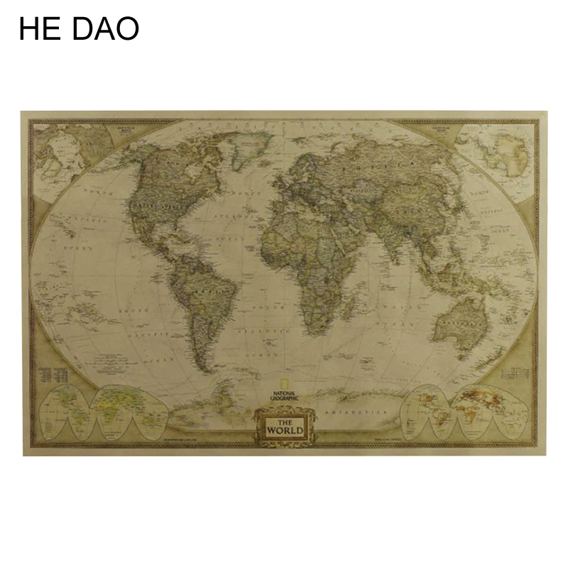 Большая винтажная карта мира канцелярские товары подробный античный плакат